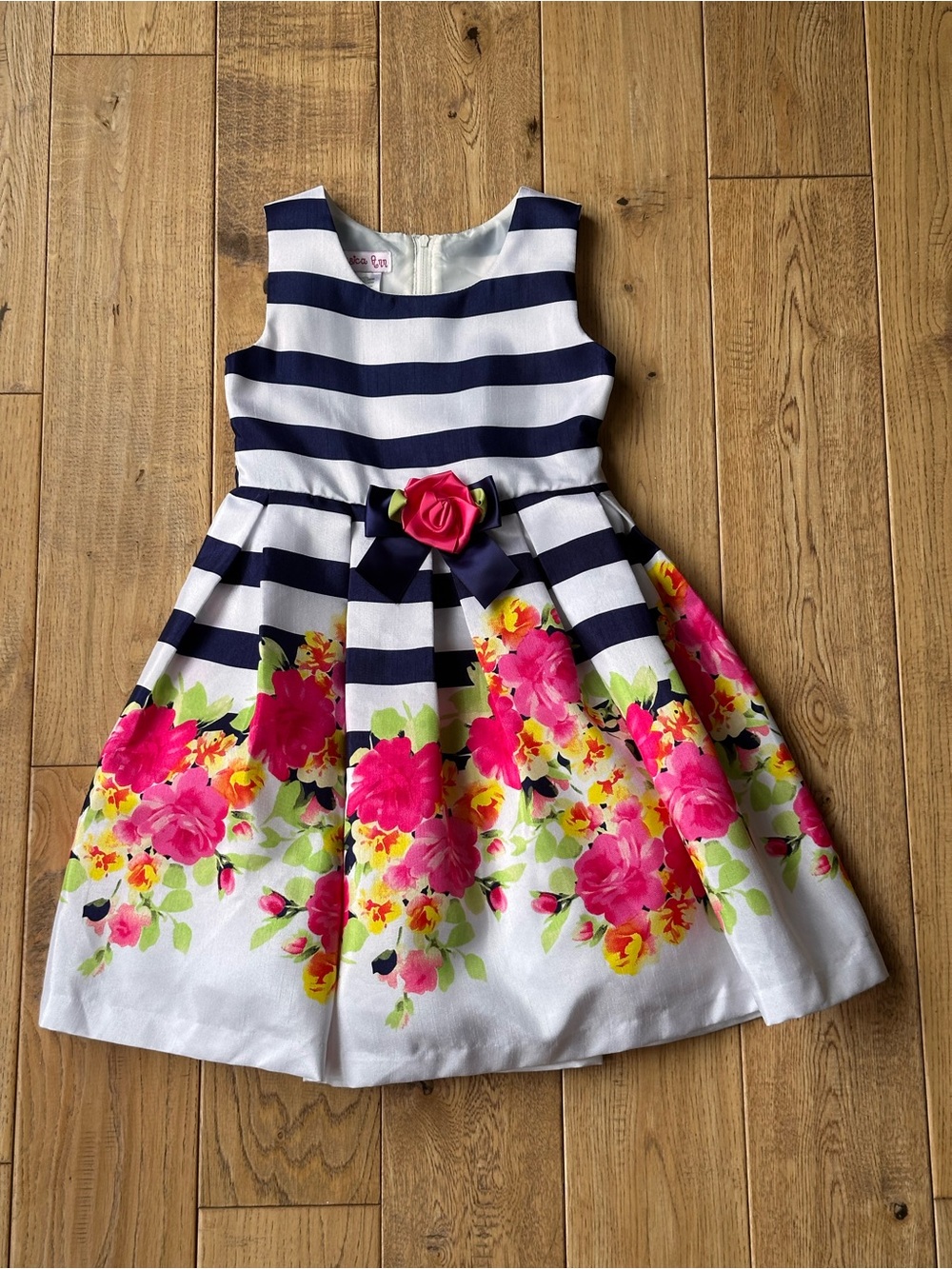 Jessica Ann Striped Floral Party Dress size 6